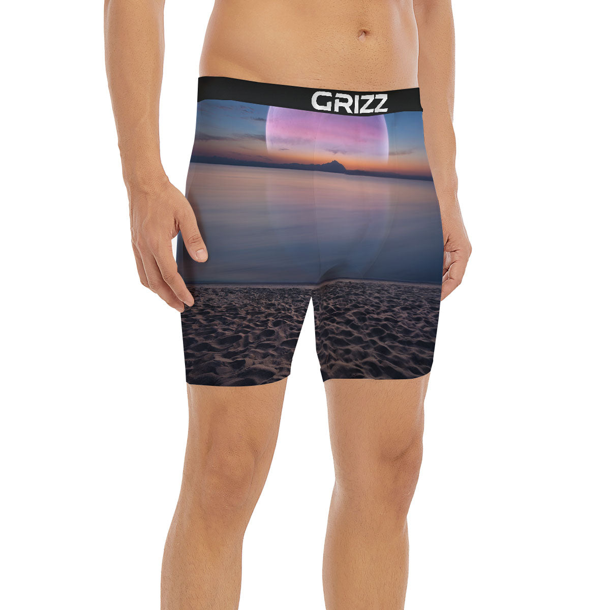 Moon And Beach Print Boxer Briefs-grizzshop