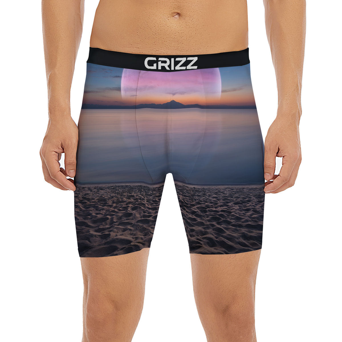 Moon And Beach Print Boxer Briefs-grizzshop