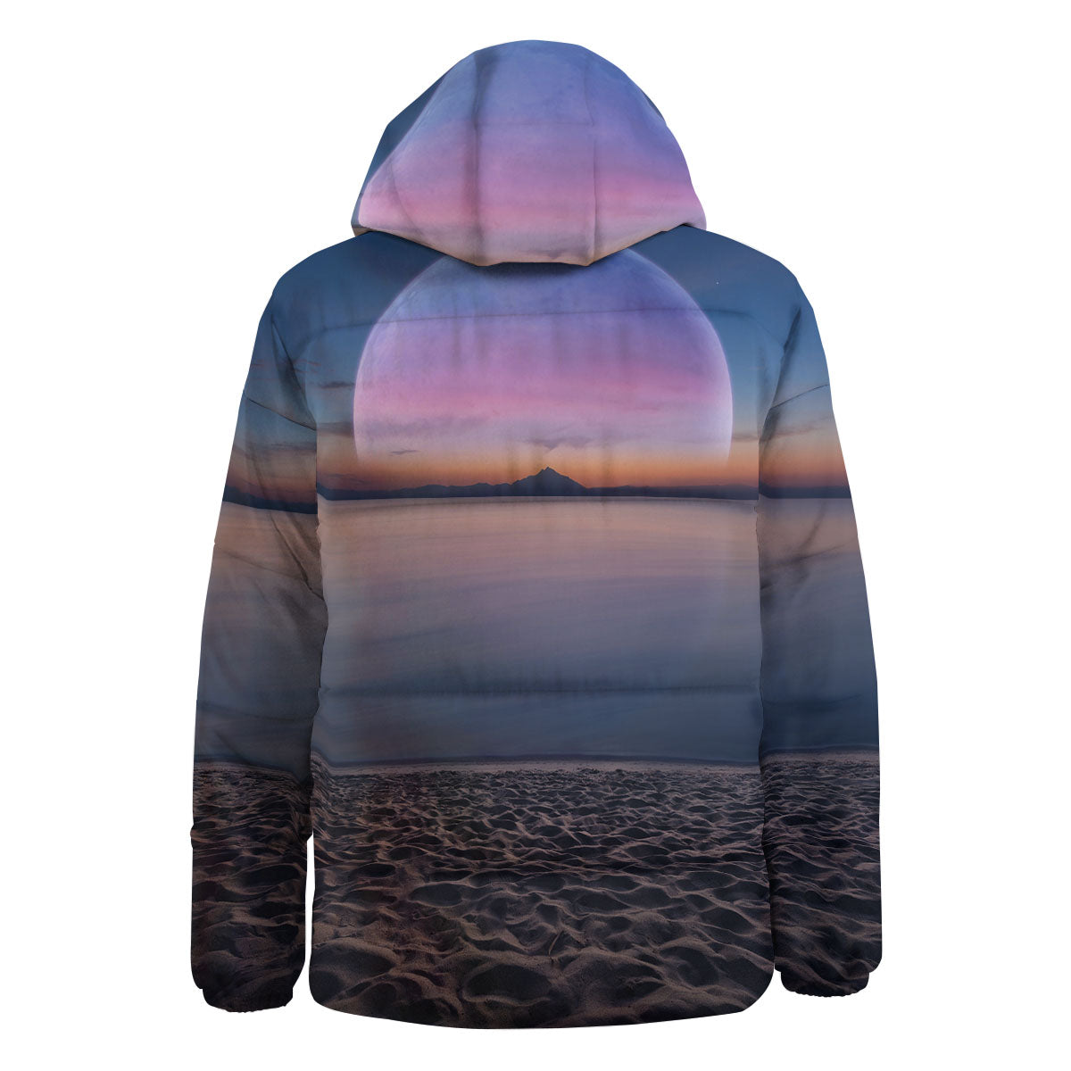 Moon And Beach Print Down Jacket-grizzshop