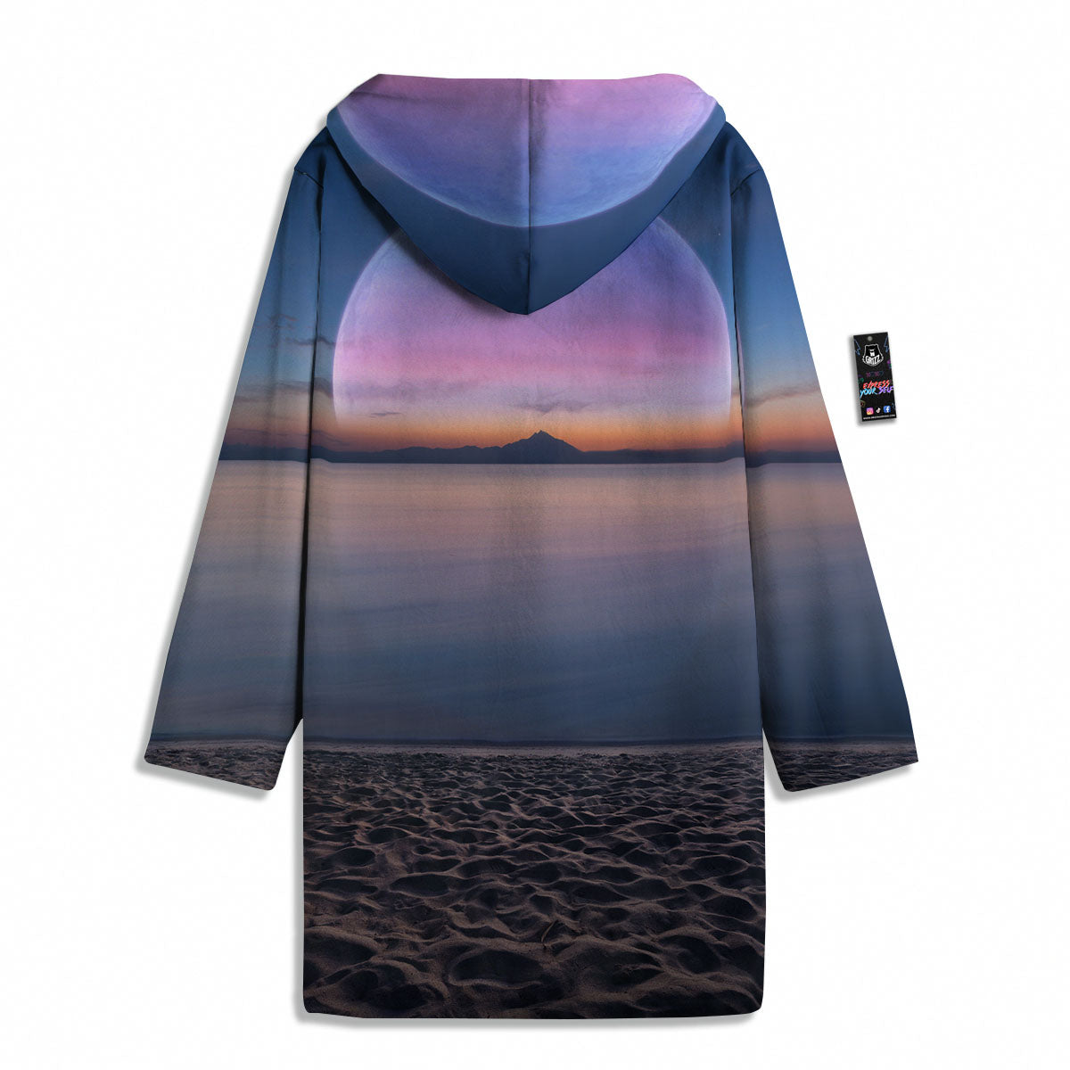 Moon And Beach Print Men's Windbreaker Jacket-grizzshop