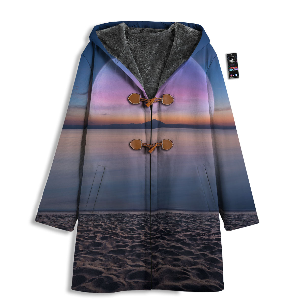 Moon And Beach Print Men's Windbreaker Jacket-grizzshop