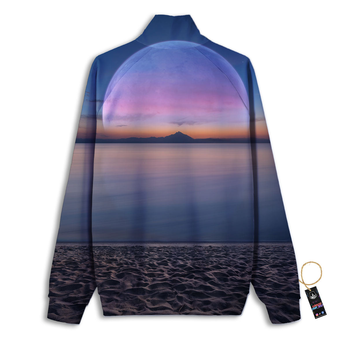 Moon And Beach Print Track Jacket-grizzshop