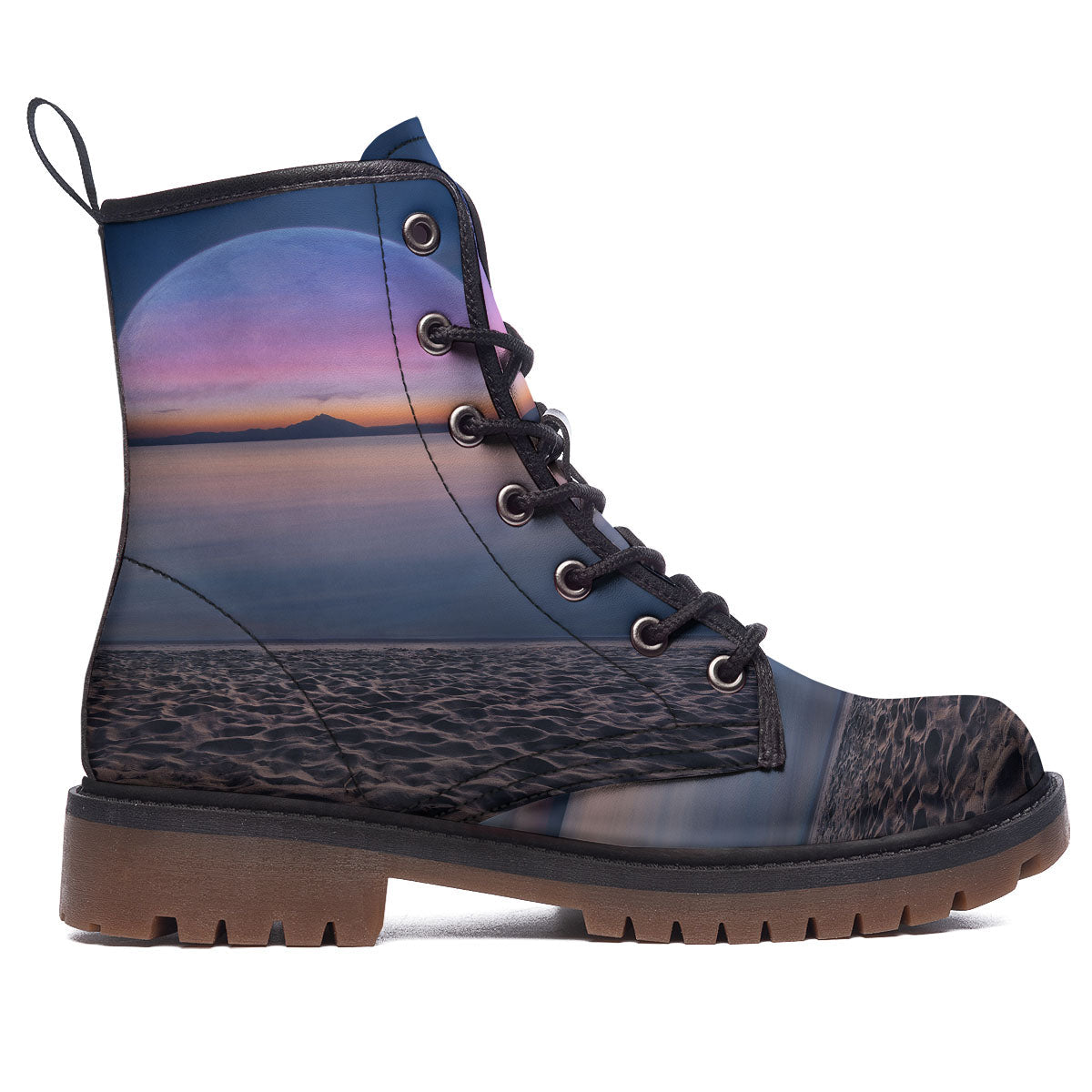 Moon And Beach Print Work Boots-grizzshop