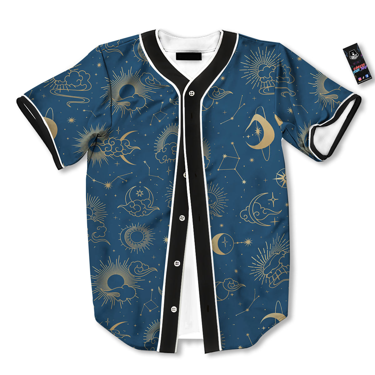 Moon And Blue Sun Print Pattern Baseball Jersey-grizzshop