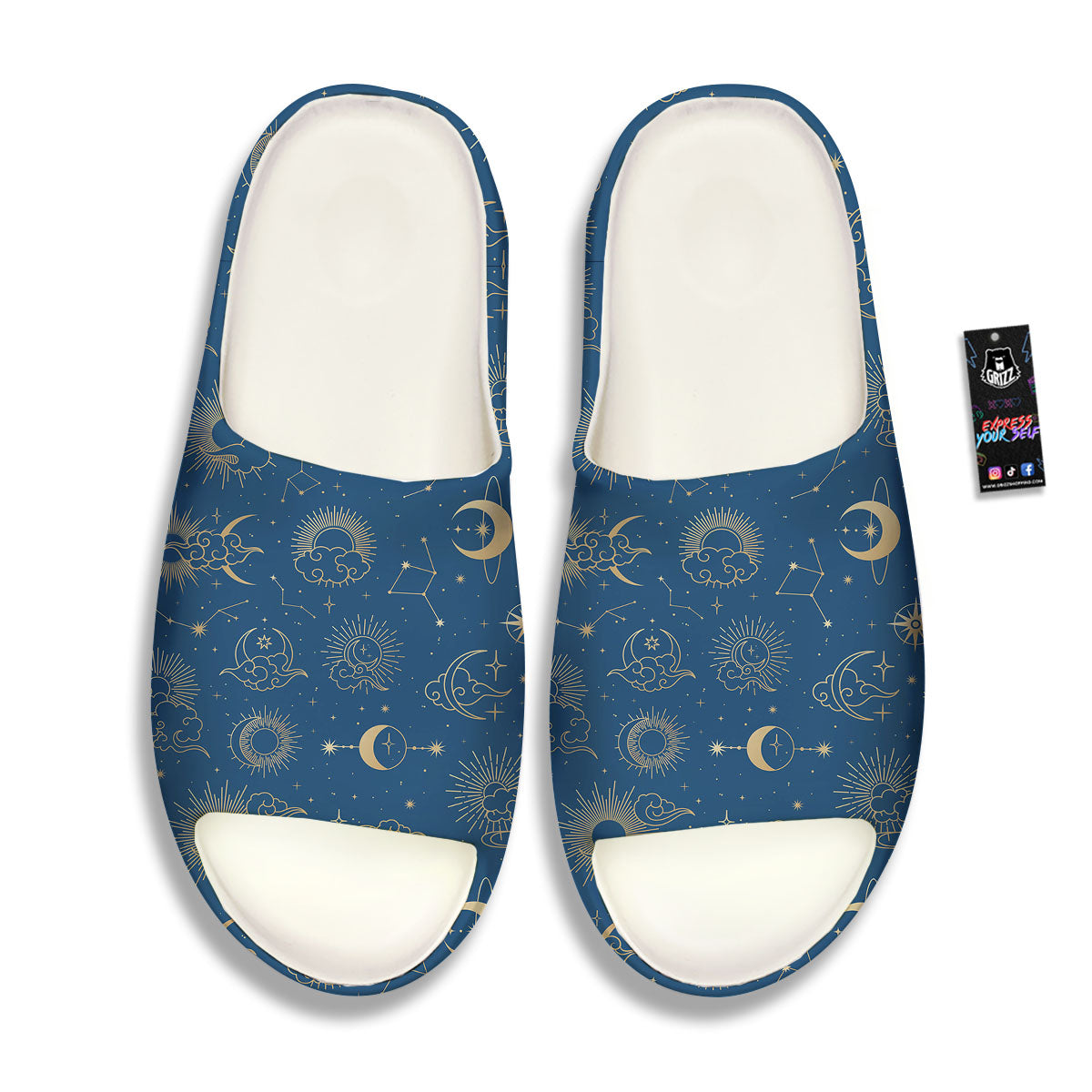 Moon And Blue Sun Print Pattern Sandals-grizzshop
