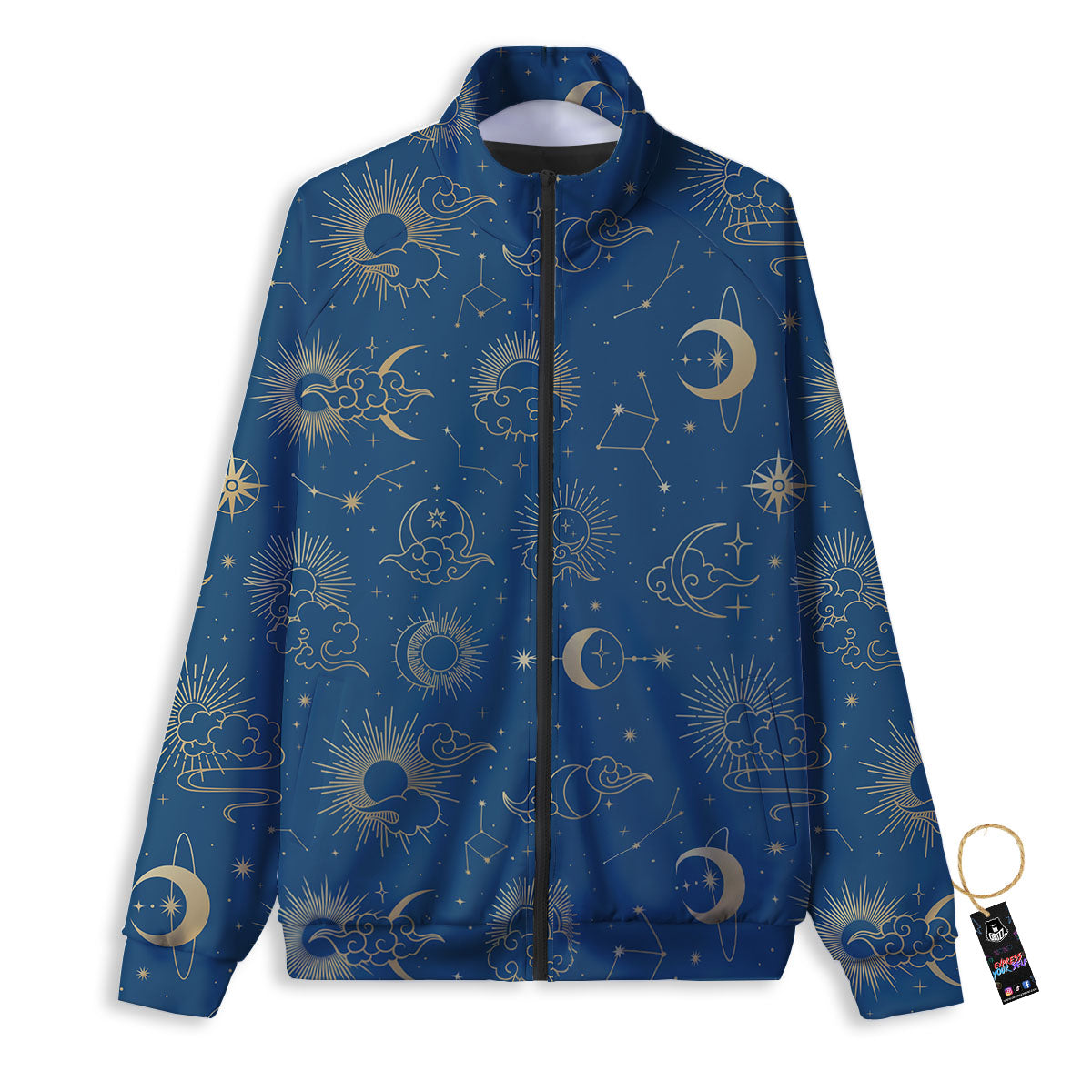 Moon And Blue Sun Print Pattern Track Jacket-grizzshop