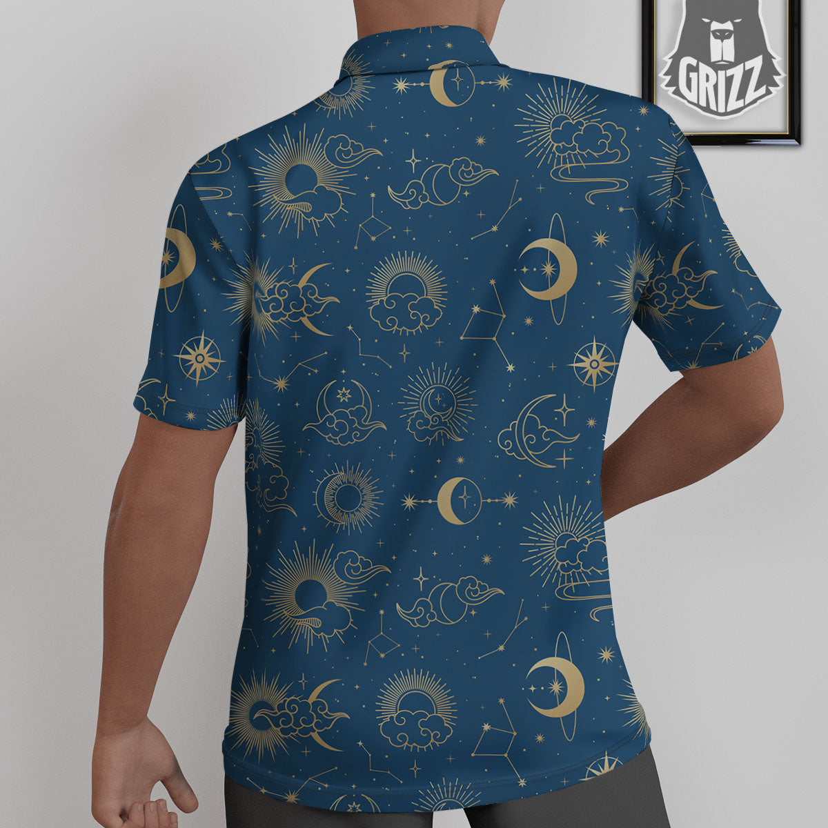 Moon And Blue Sun Print Pattern Untucked Shirts-grizzshop