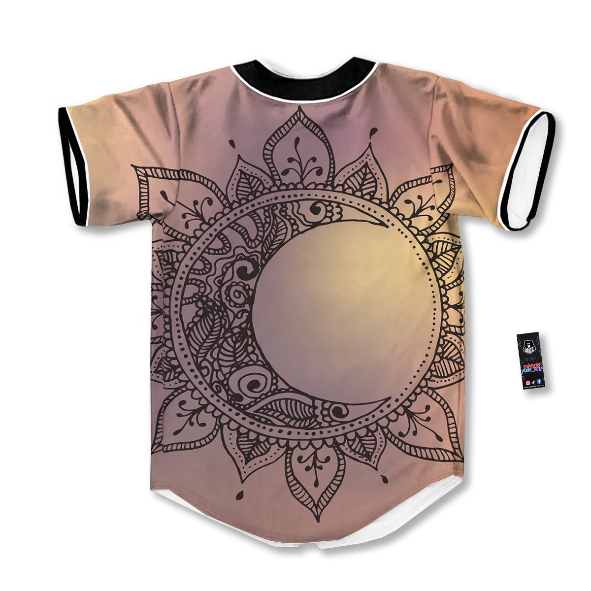 Moon And Bohemian Sun Print Baseball Jersey-grizzshop