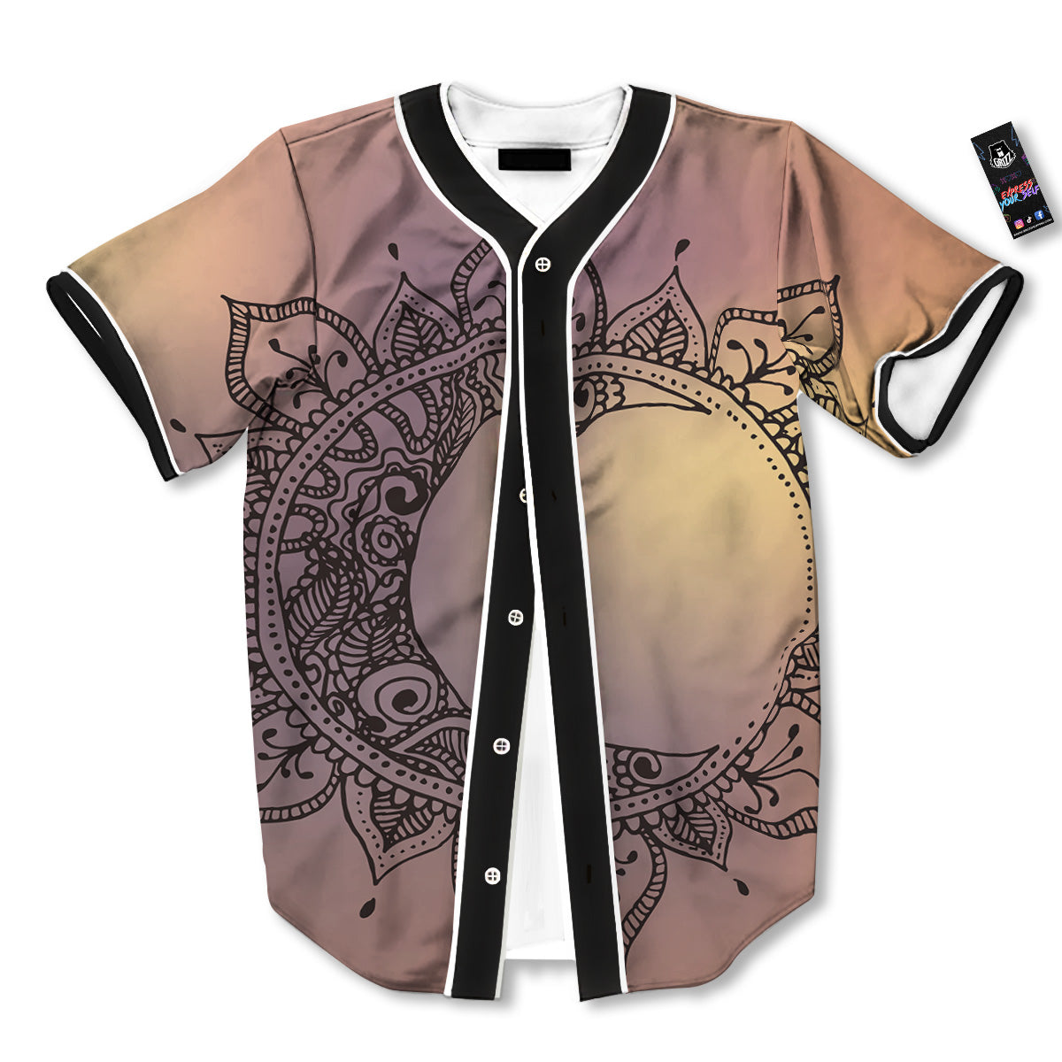Moon And Bohemian Sun Print Baseball Jersey-grizzshop