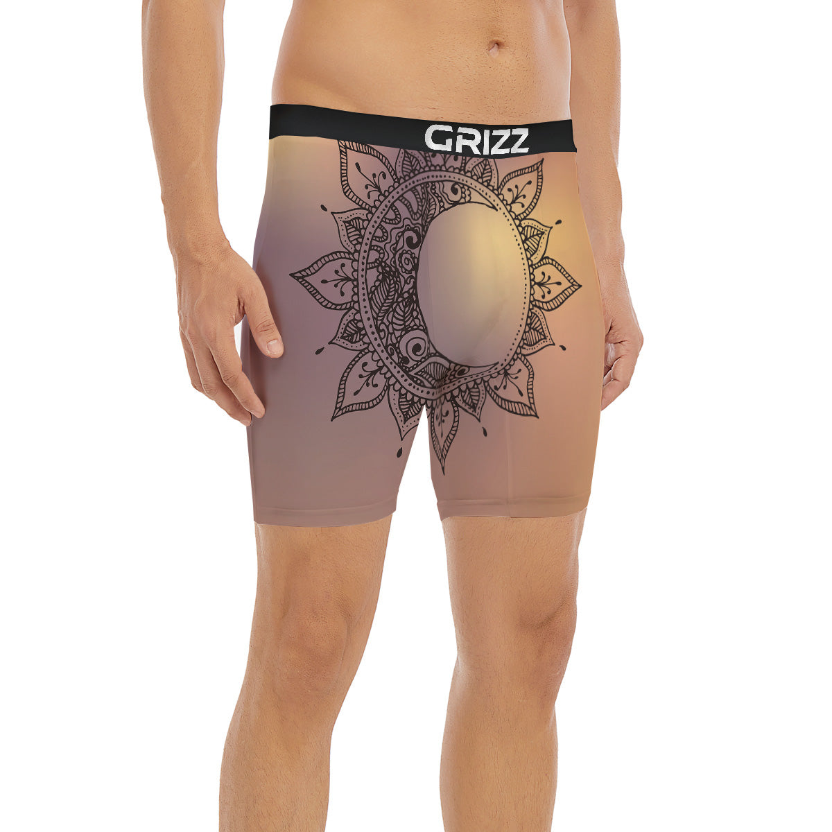 Moon And Bohemian Sun Print Boxer Briefs-grizzshop