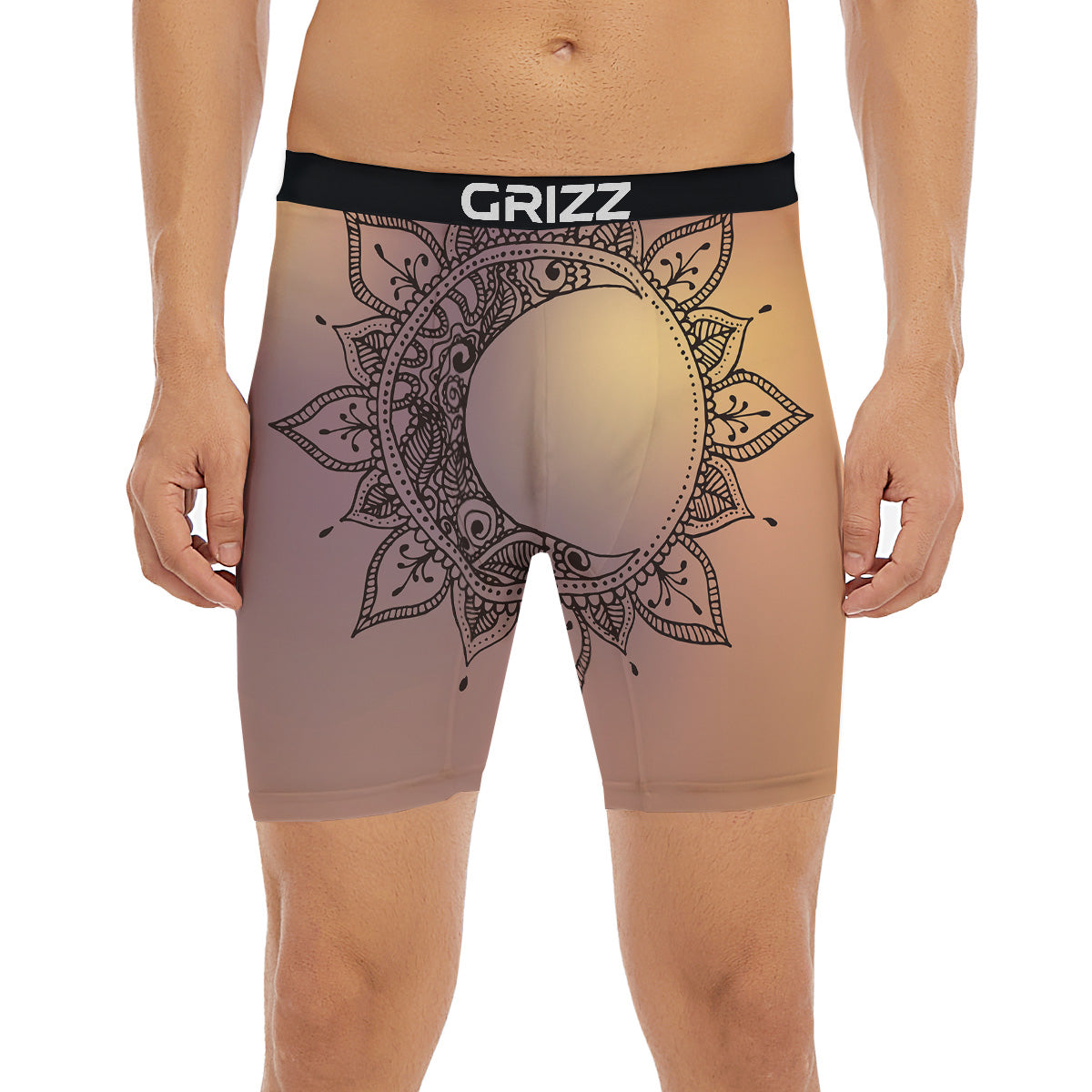 Moon And Bohemian Sun Print Boxer Briefs-grizzshop