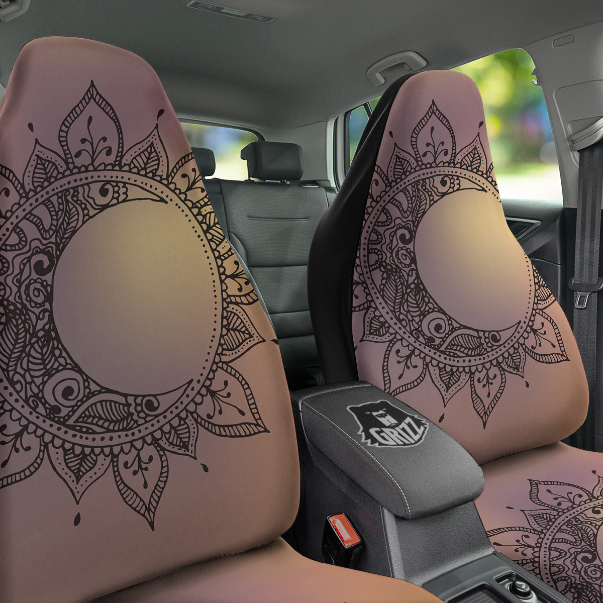 Moon And Bohemian Sun Print Car Seat Covers-grizzshop