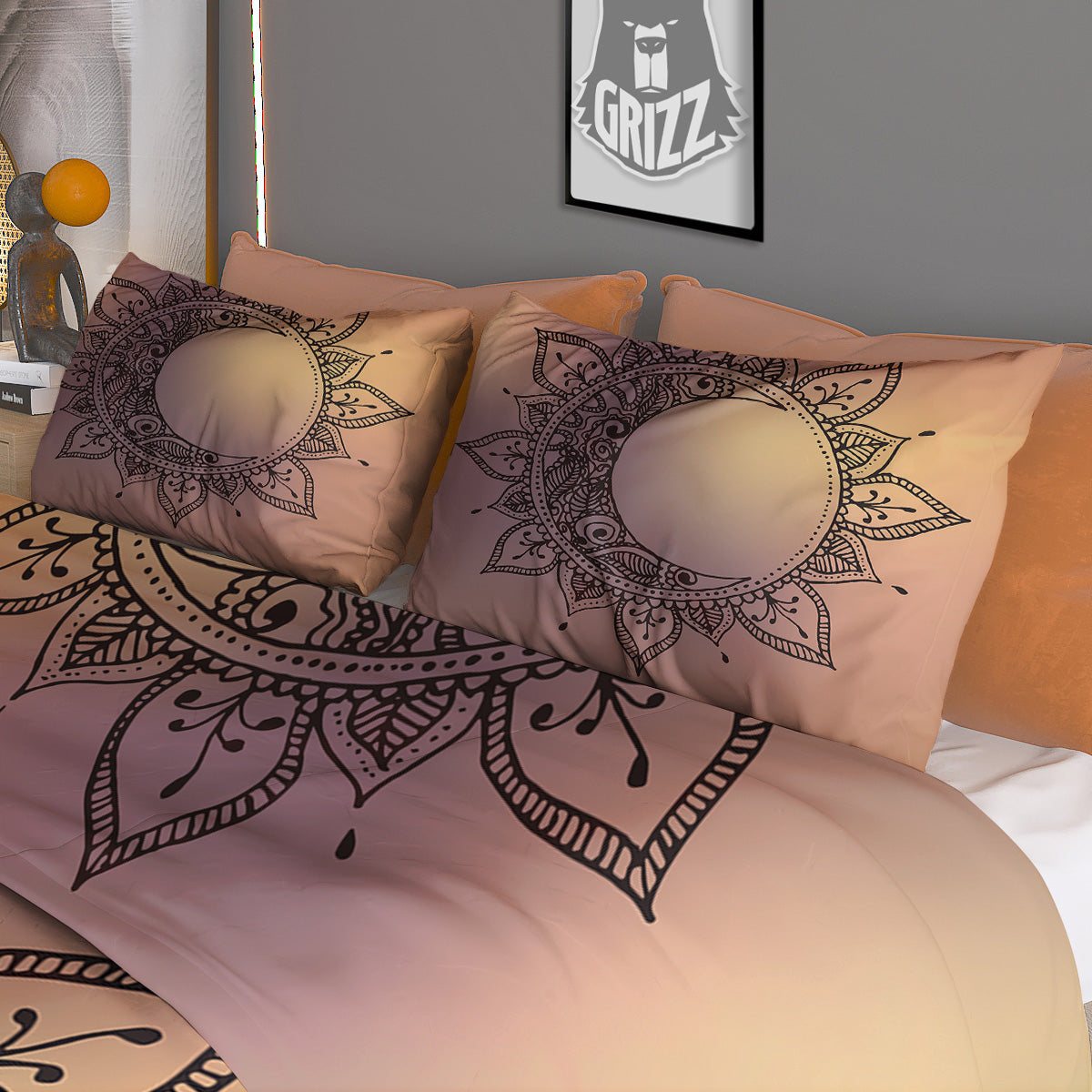 Marble Grey Bronze Print Duvet Cover Bedding Set