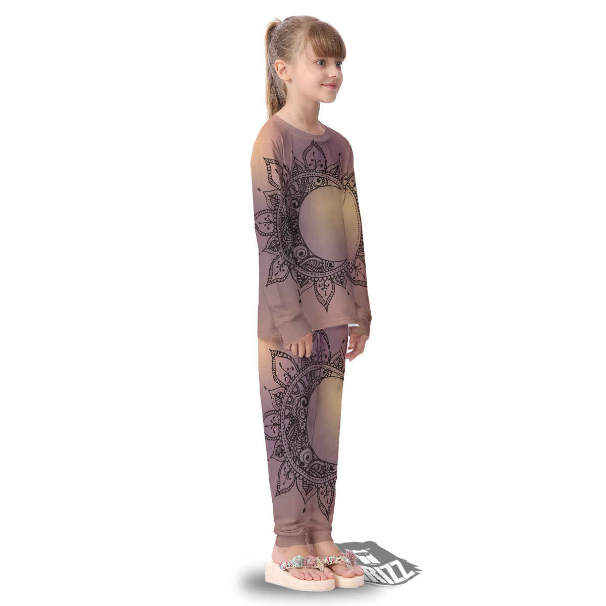 Moon And Bohemian Sun Print Kid's Pajamas-grizzshop