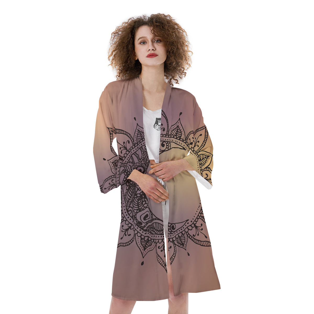 Moon And Bohemian Sun Print Kimono-grizzshop