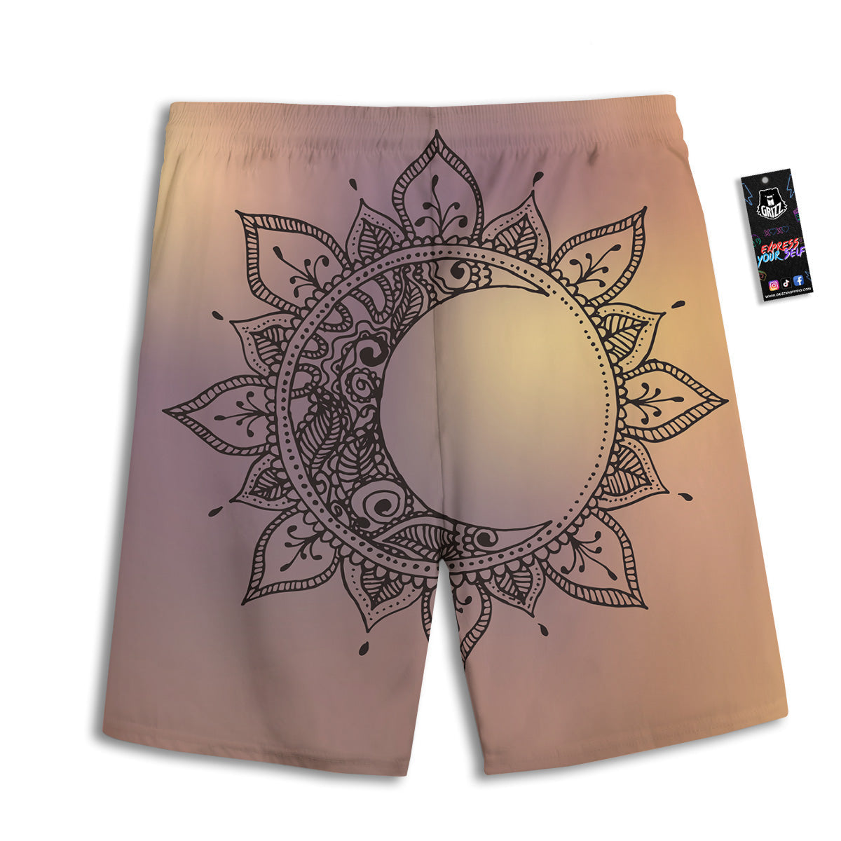 Moon And Bohemian Sun Print Men's Athletic Shorts