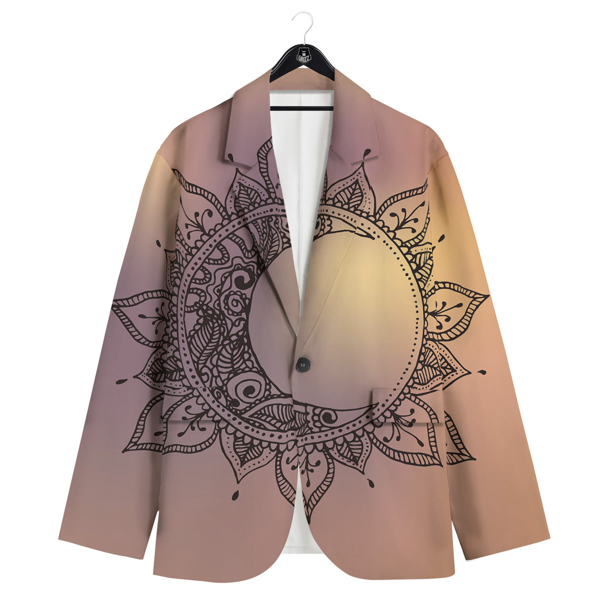 Moon And Bohemian Sun Print Men's Sport Coat-grizzshop