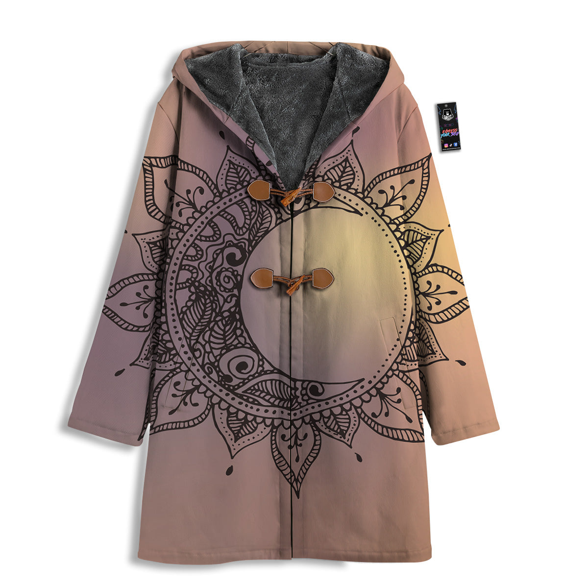 Moon And Bohemian Sun Print Men's Windbreaker Jacket-grizzshop
