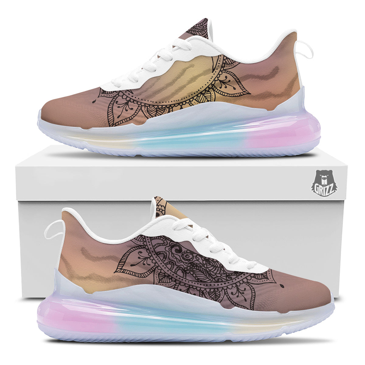 Moon And Bohemian Sun Print Running Sneakers-grizzshop