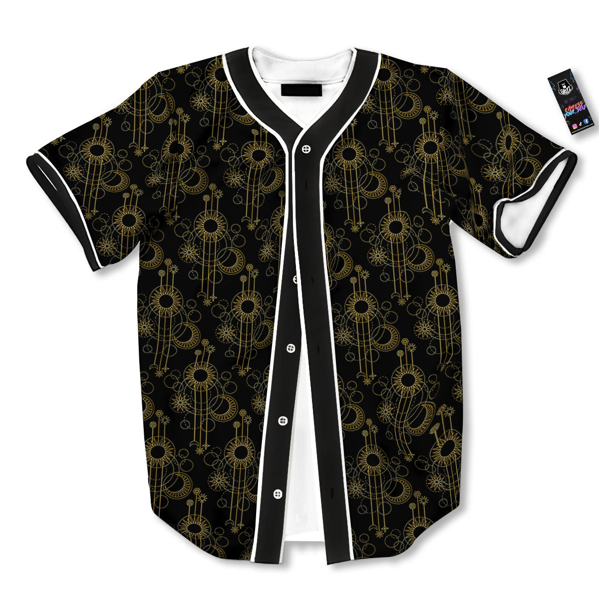 Moon And Boho Sun Print Pattern Baseball Jersey-grizzshop