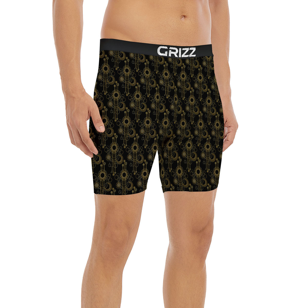 Moon And Boho Sun Print Pattern Boxer Briefs-grizzshop