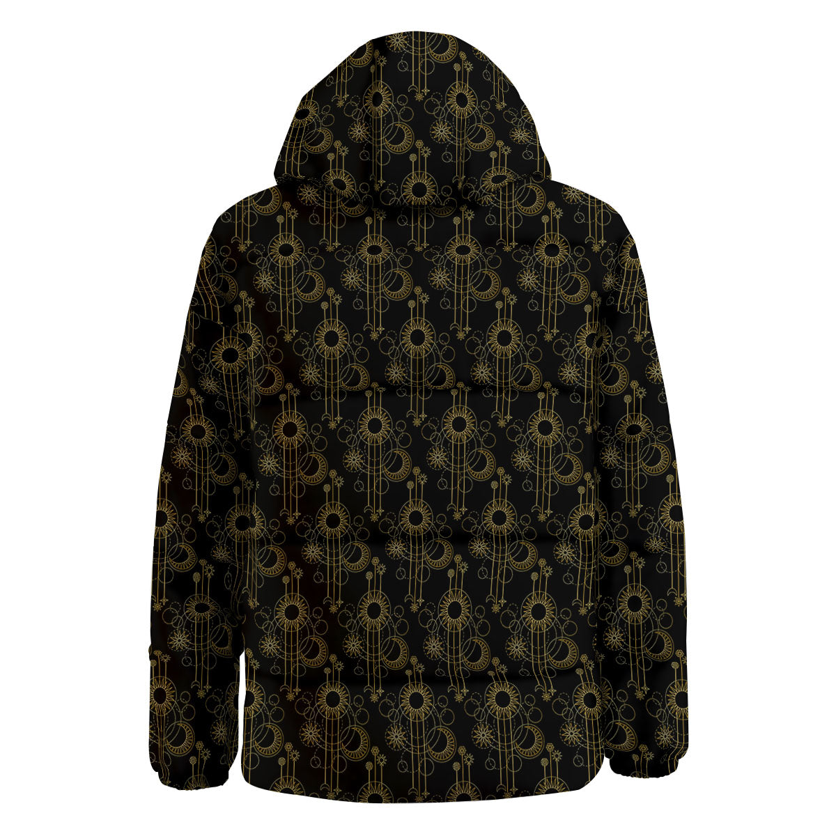 Moon And Boho Sun Print Pattern Down Jacket-grizzshop