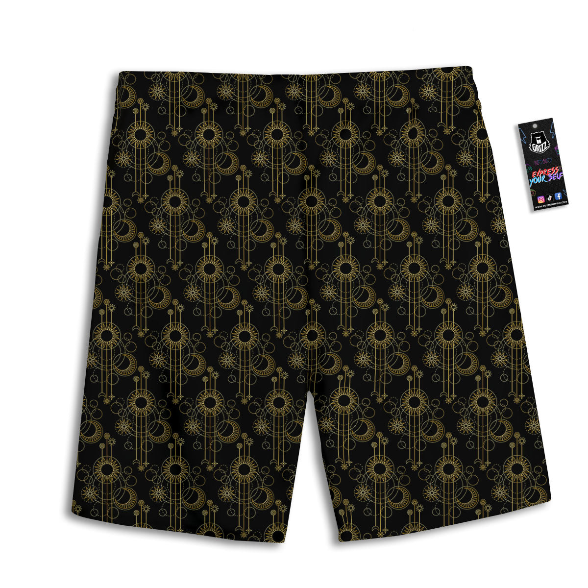 Moon And Boho Sun Print Pattern Men's Athletic Shorts