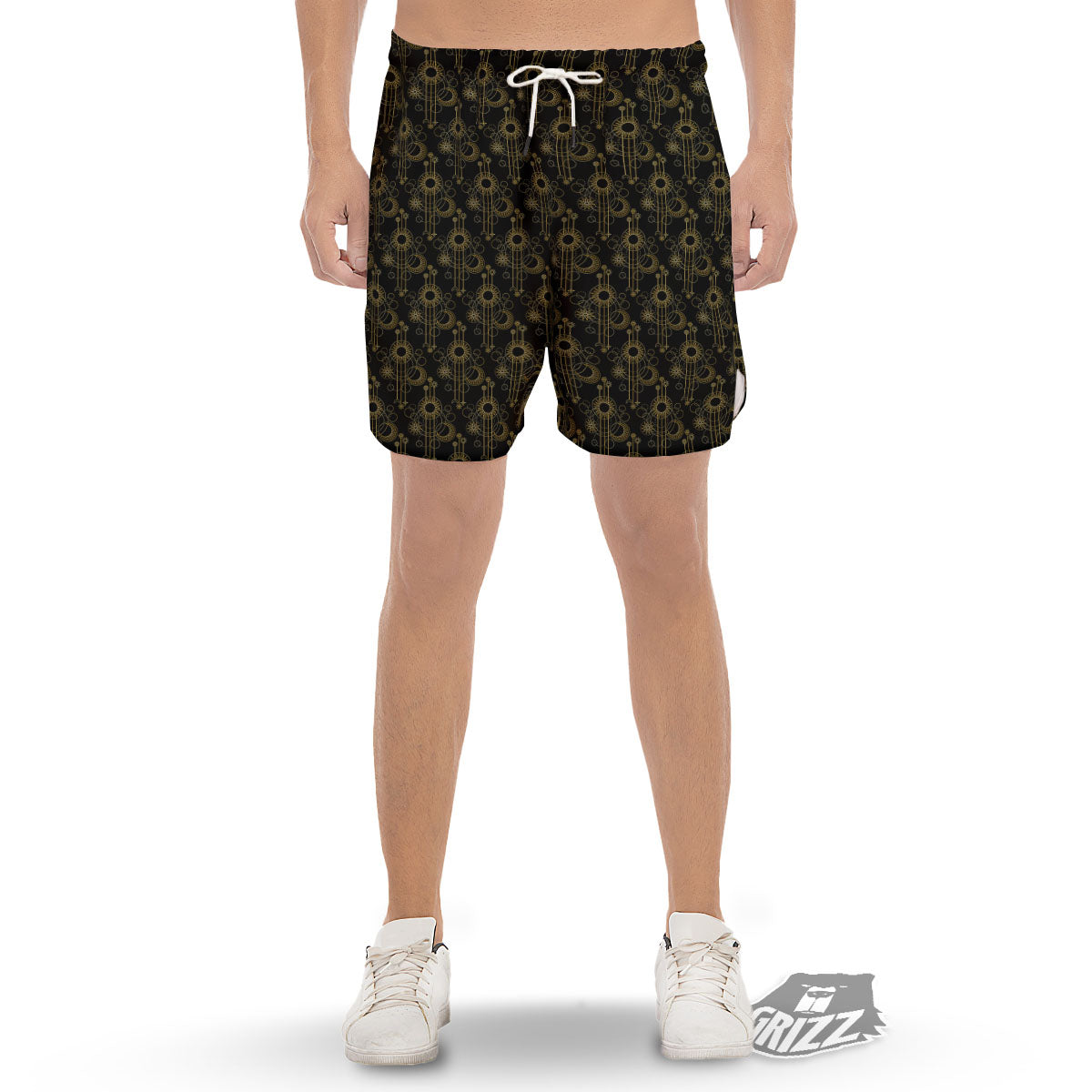 Moon And Boho Sun Print Pattern Men's Gym Shorts-grizzshop