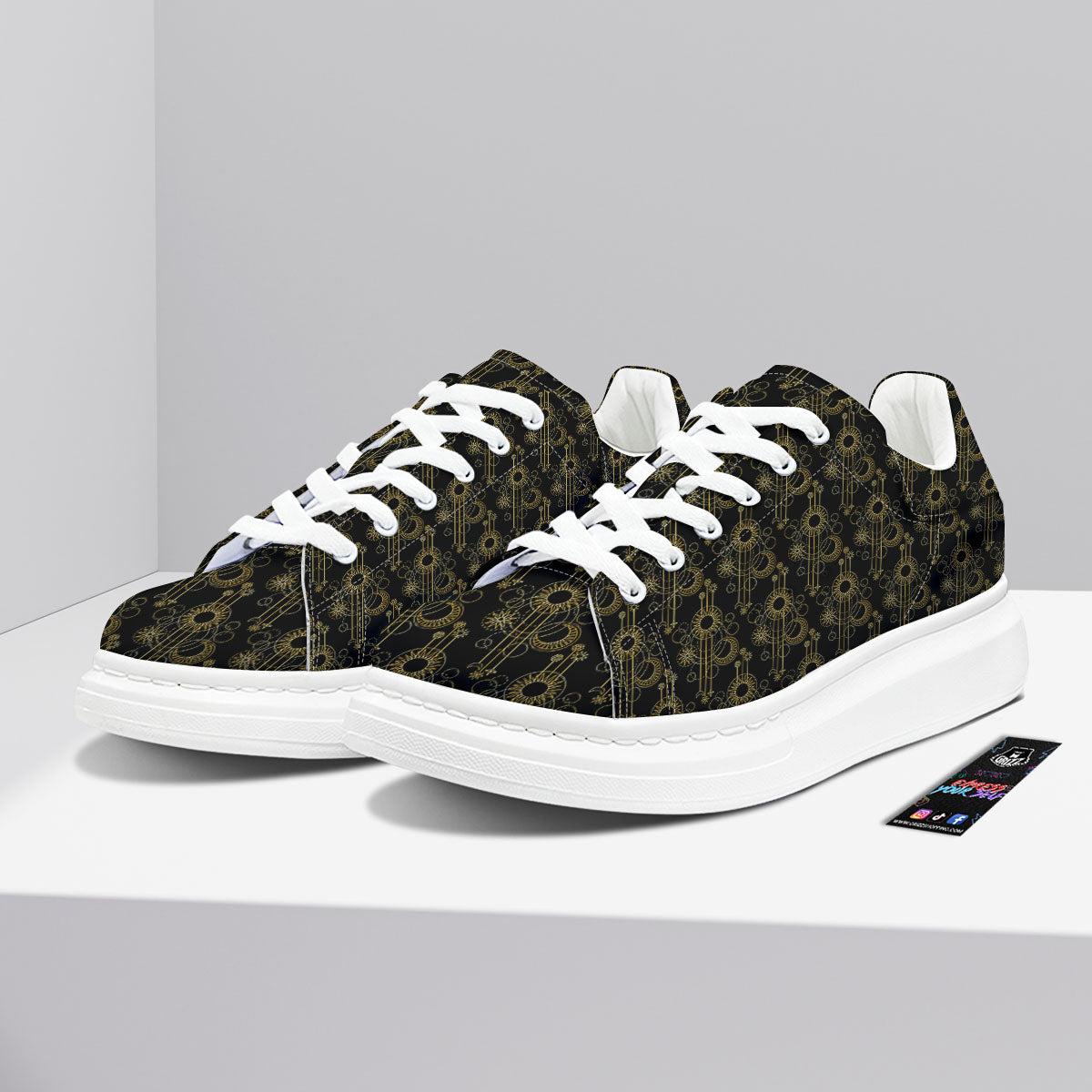 Moon And Boho Sun Print Pattern Platform Shoes-grizzshop