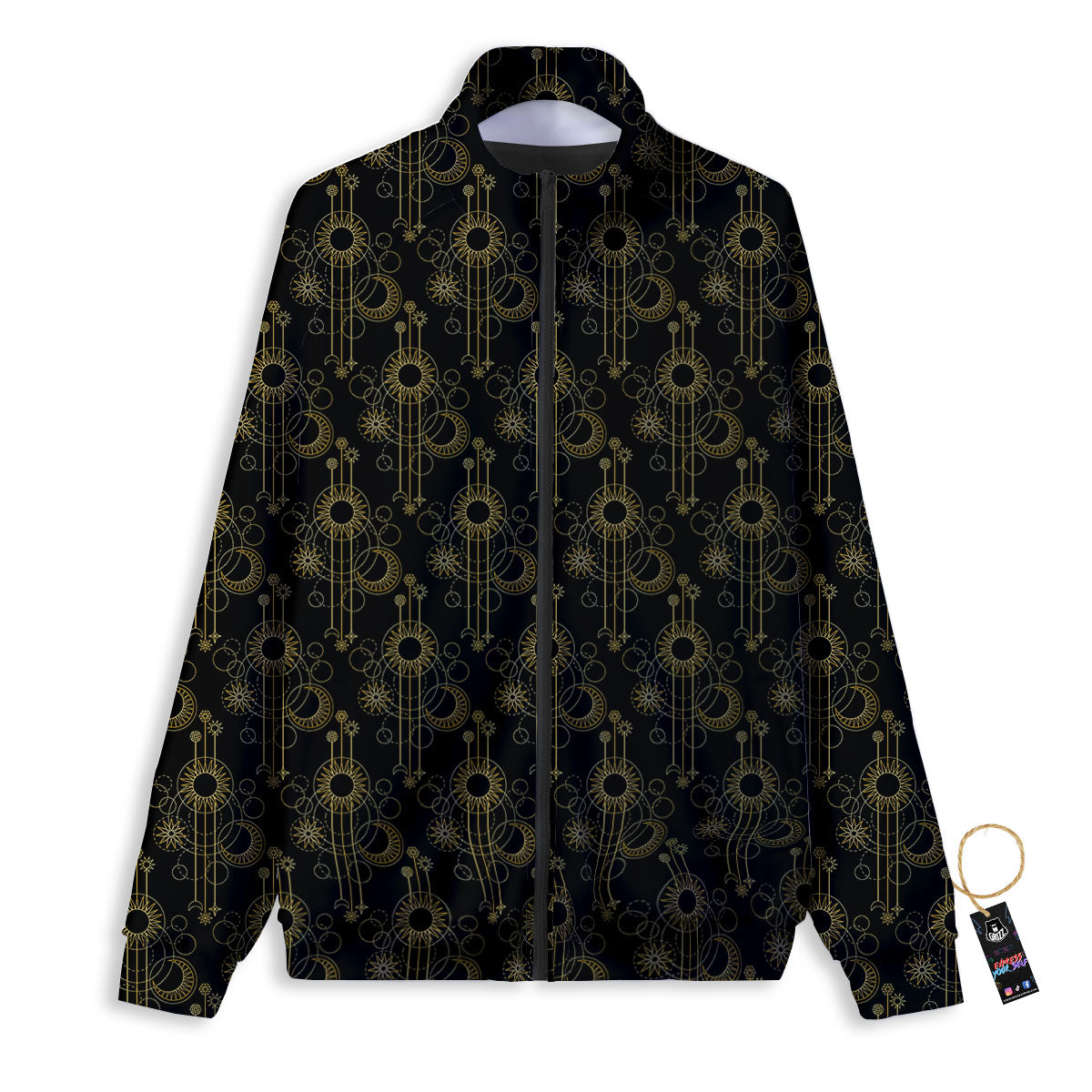 Moon And Boho Sun Print Pattern Track Jacket-grizzshop