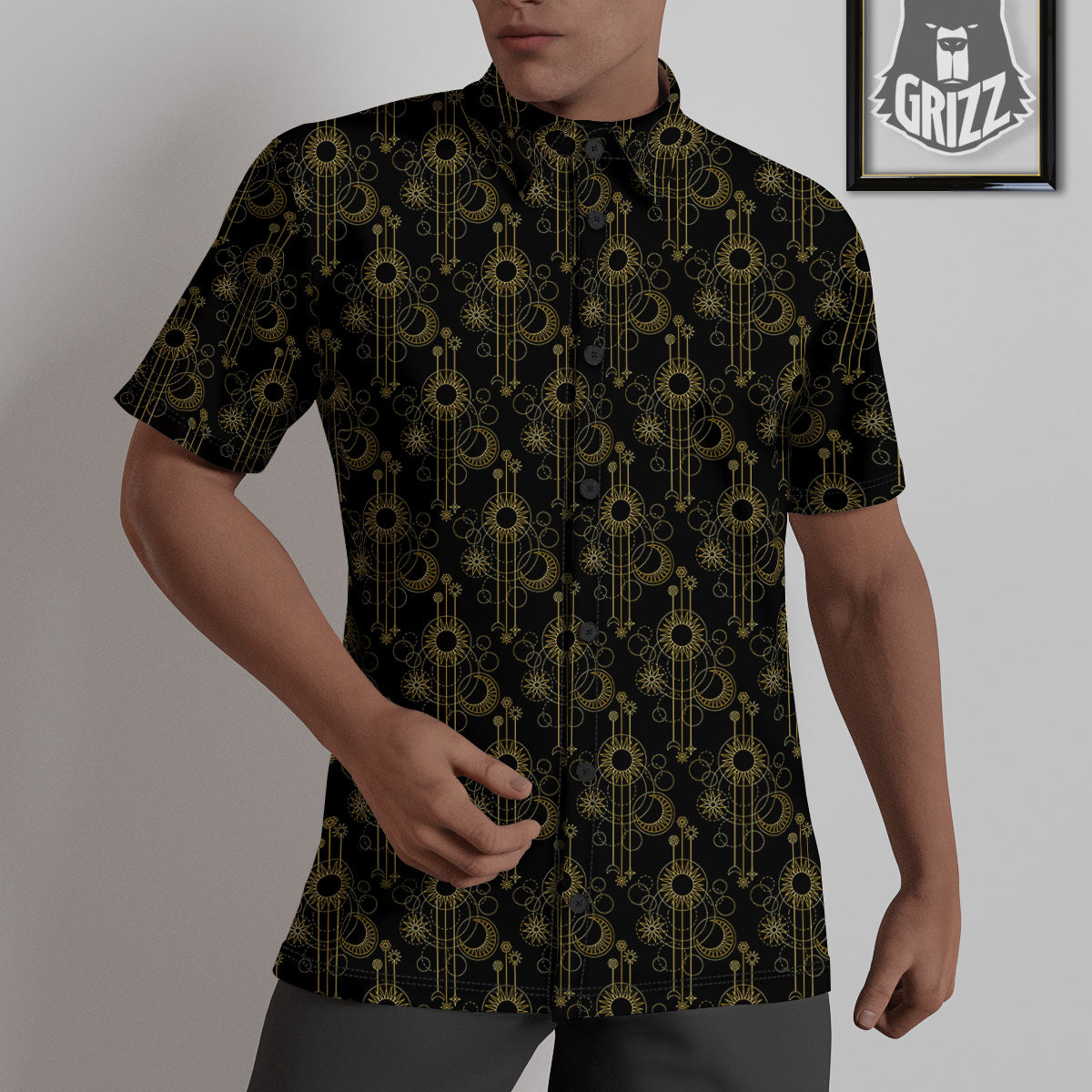 Moon And Boho Sun Print Pattern Untucked Shirts-grizzshop