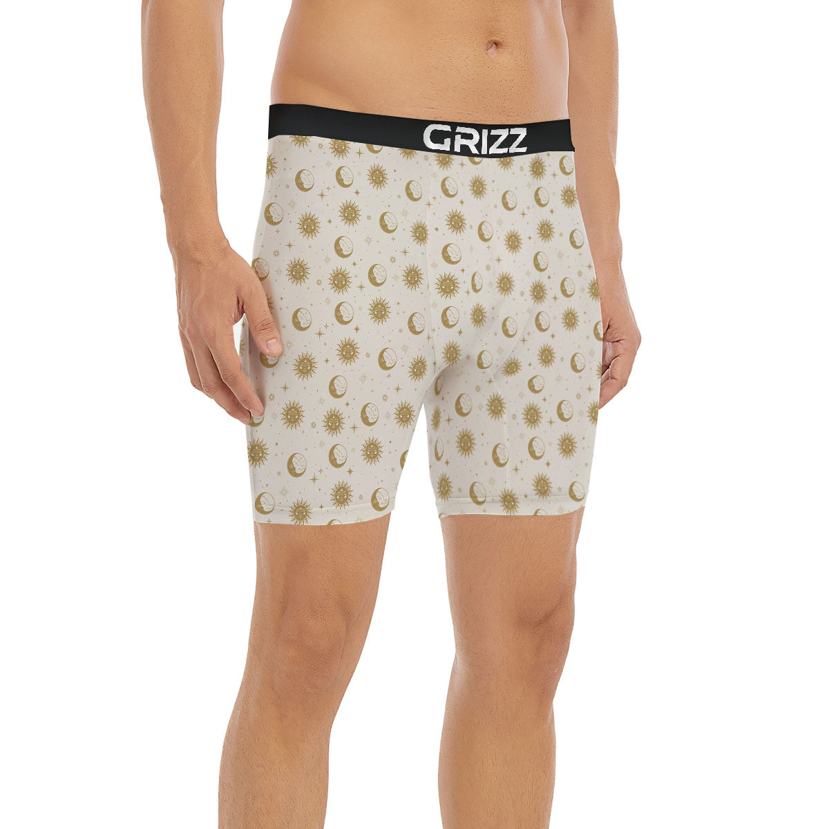 Moon And Gold Sun Print Pattern Boxer Briefs-grizzshop
