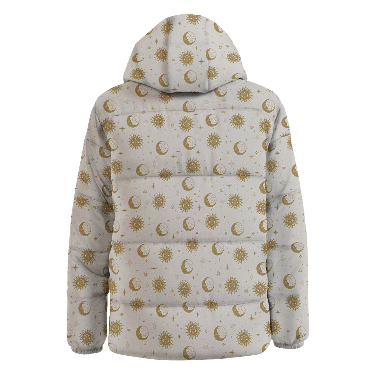 Moon And Gold Sun Print Pattern Down Jacket-grizzshop