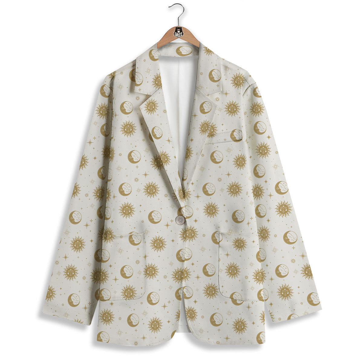 Moon And Gold Sun Print Pattern Women's Blazer-grizzshop