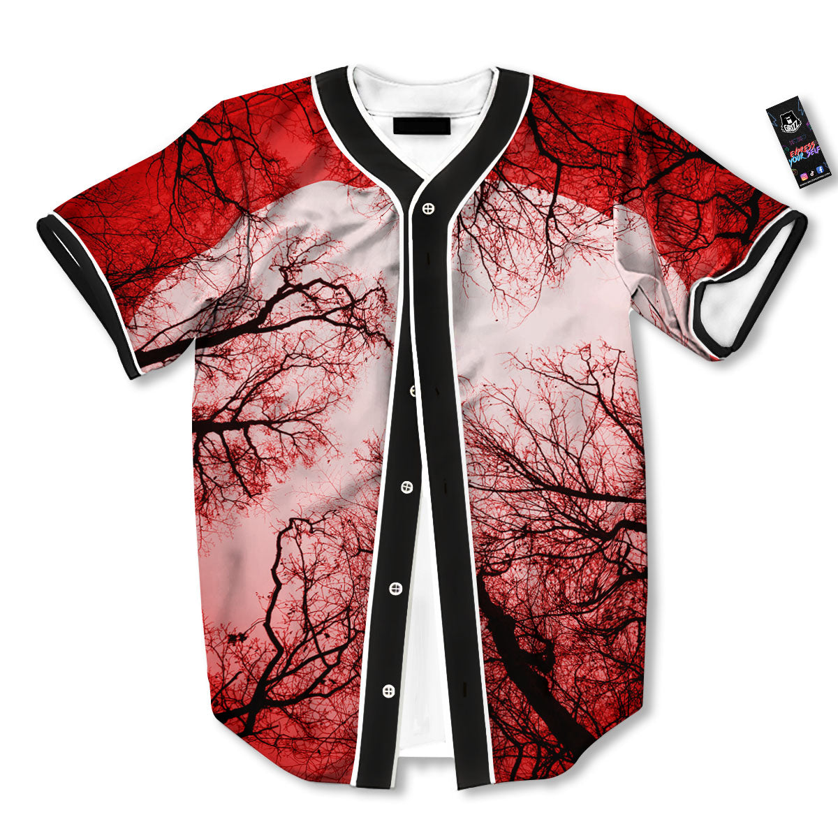Moon And Horror Forest Print Baseball Jersey-grizzshop
