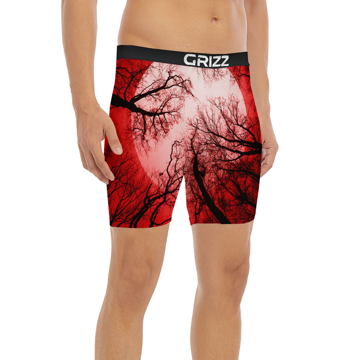Moon And Horror Forest Print Boxer Briefs-grizzshop
