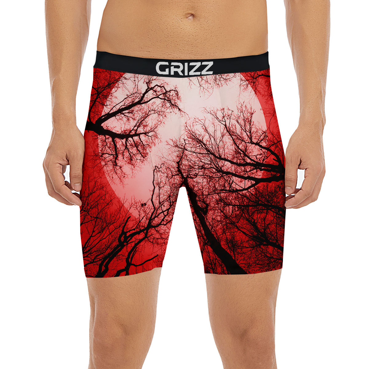 Moon And Horror Forest Print Boxer Briefs-grizzshop