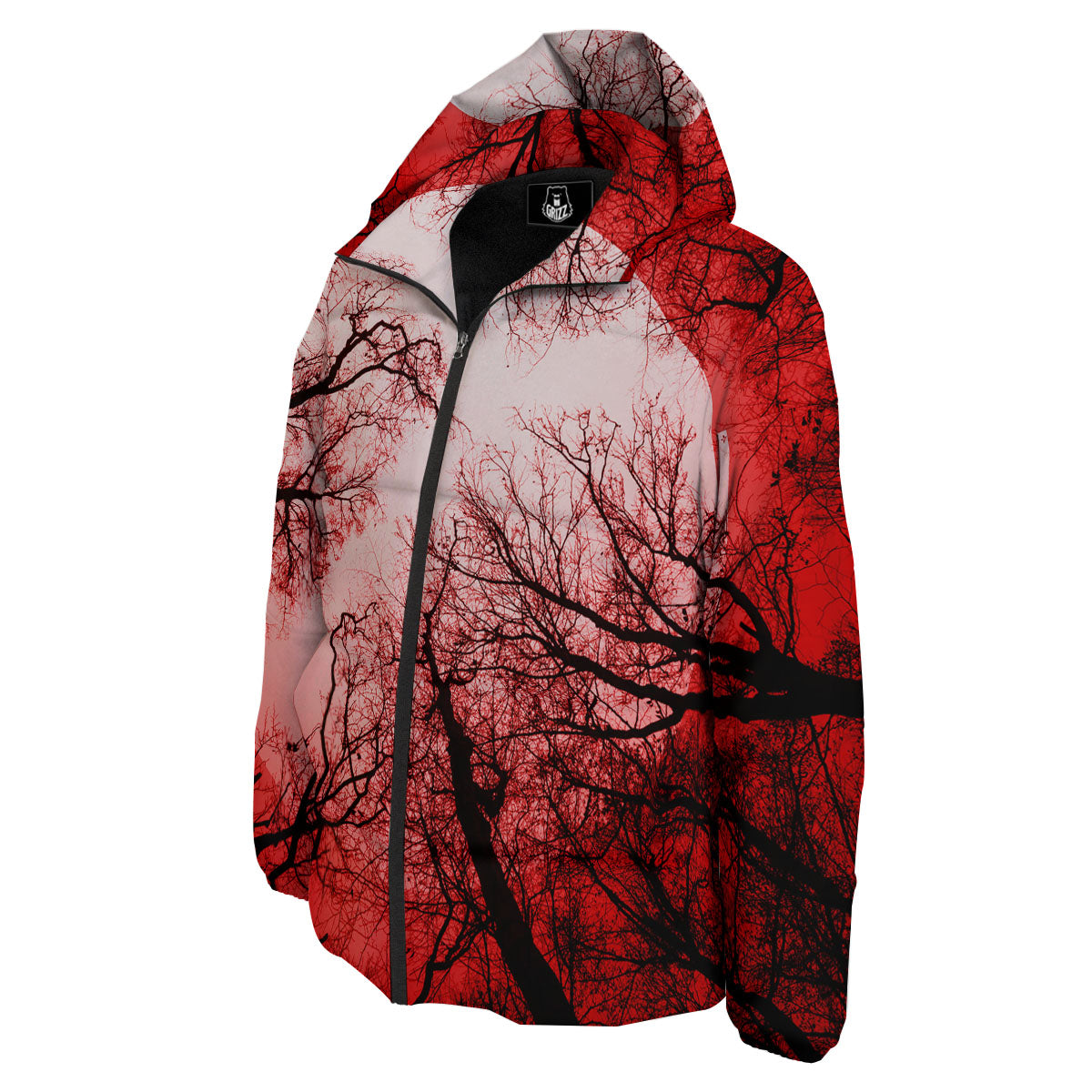 Moon And Horror Forest Print Down Jacket-grizzshop