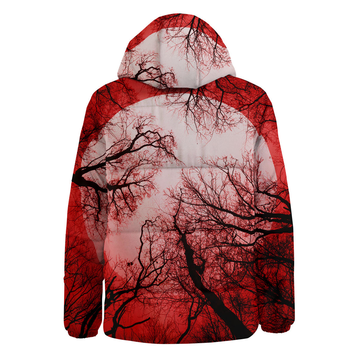 Moon And Horror Forest Print Down Jacket-grizzshop