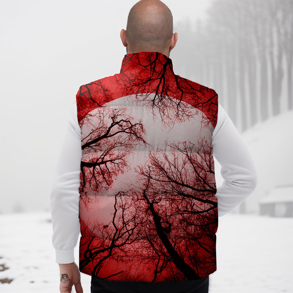 Moon And Horror Forest Print Down Vest