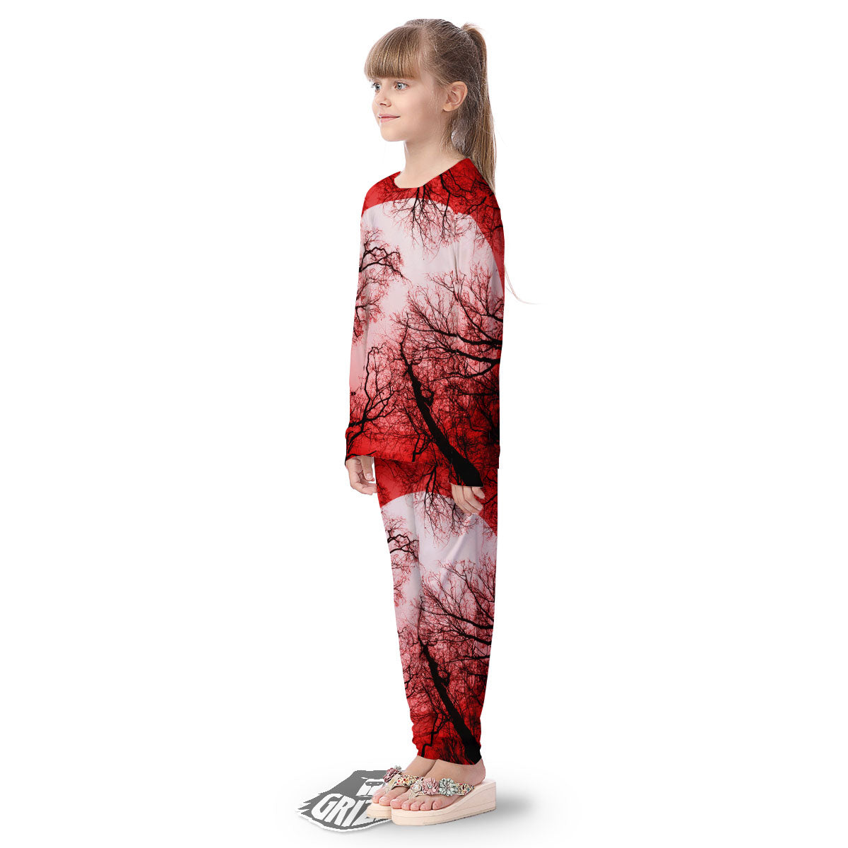 Moon And Horror Forest Print Kid's Pajamas-grizzshop