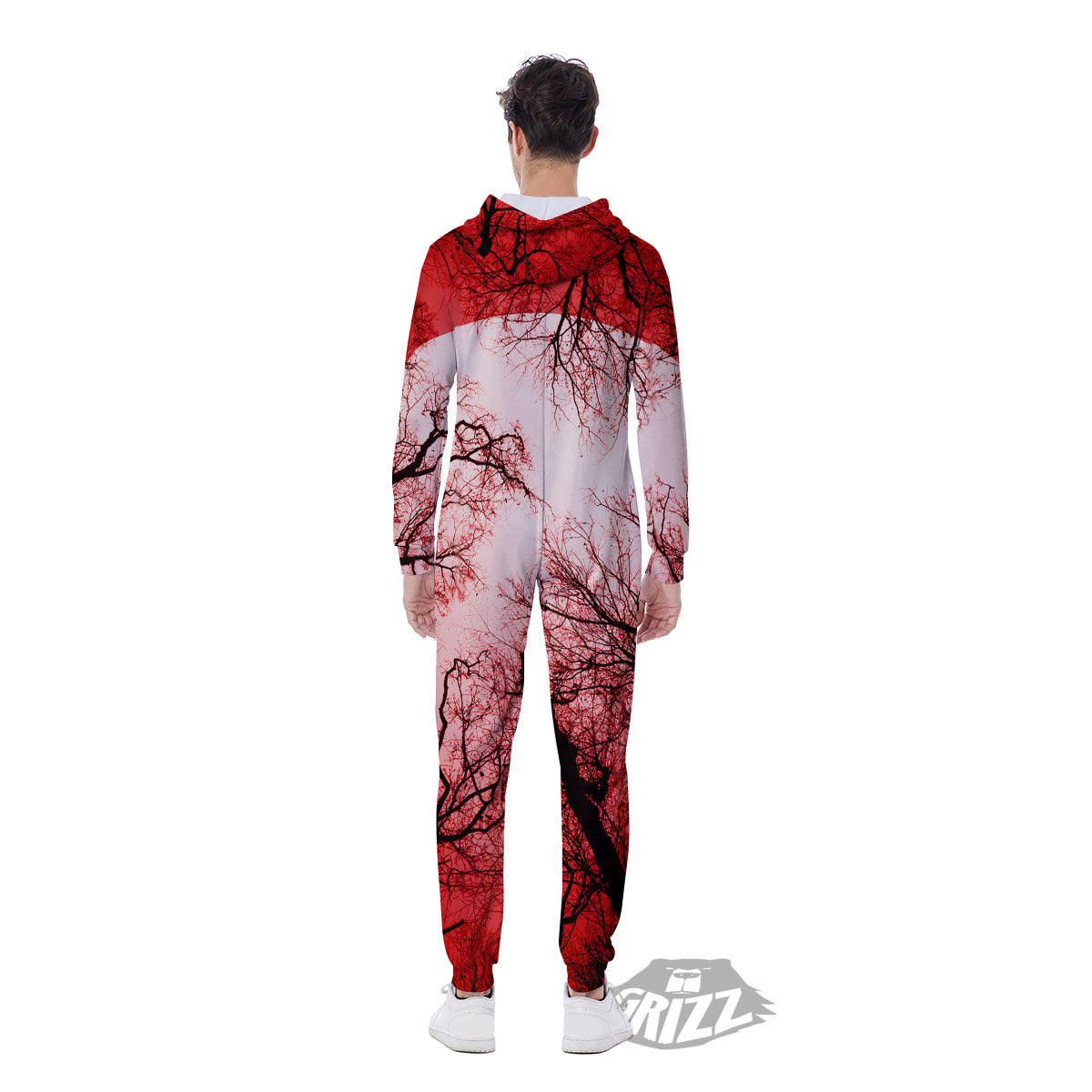 Moon And Horror Forest Print Men's Jumpsuit-grizzshop