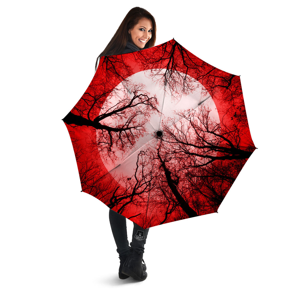 Moon And Horror Forest Print Umbrella-grizzshop