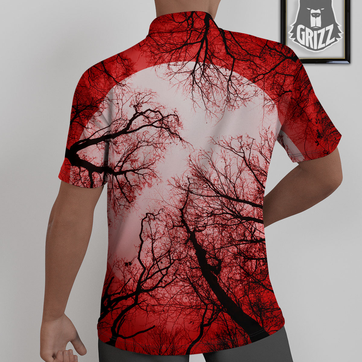 Moon And Horror Forest Print Untucked Shirts-grizzshop