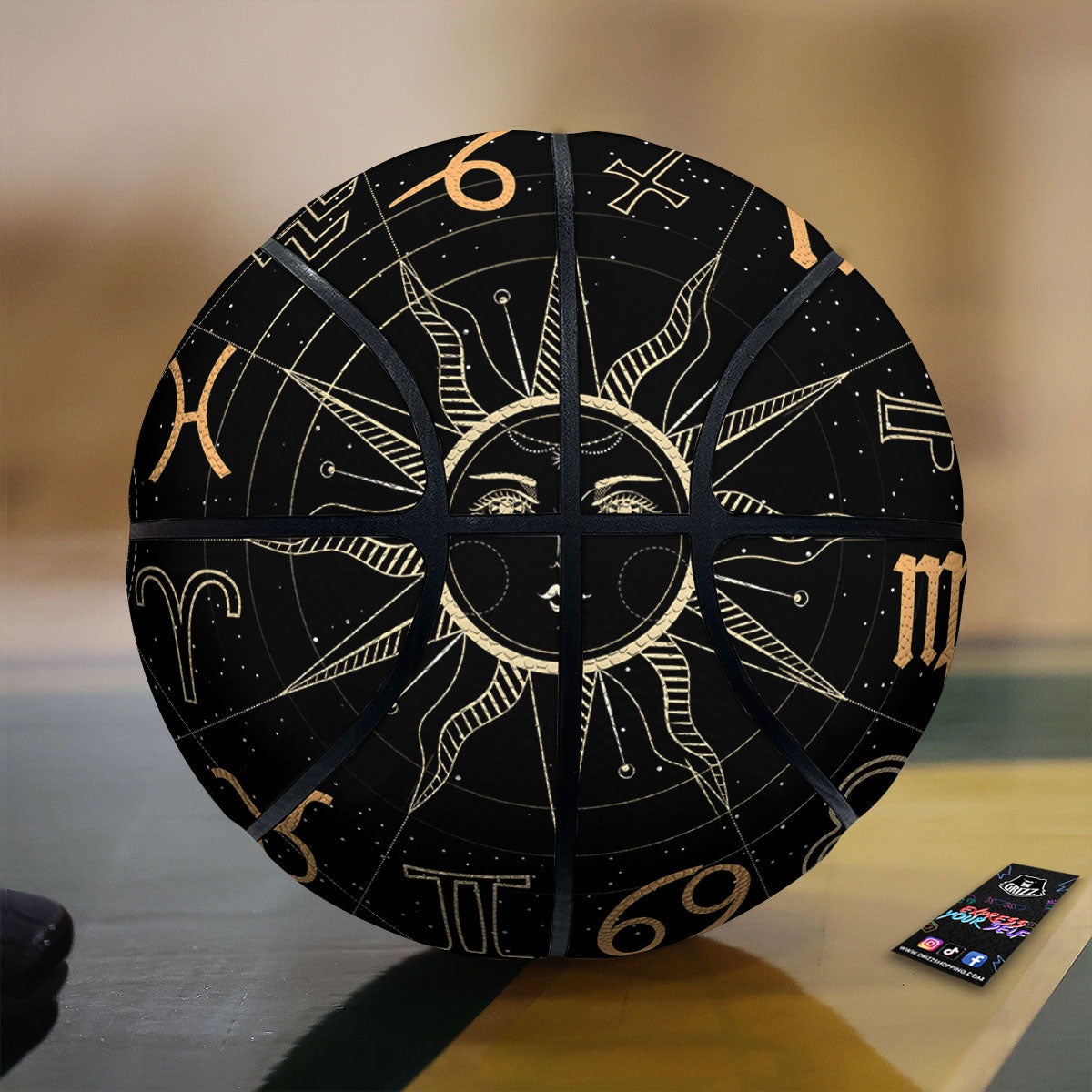 Moon And Vintage Sun Print Basketball