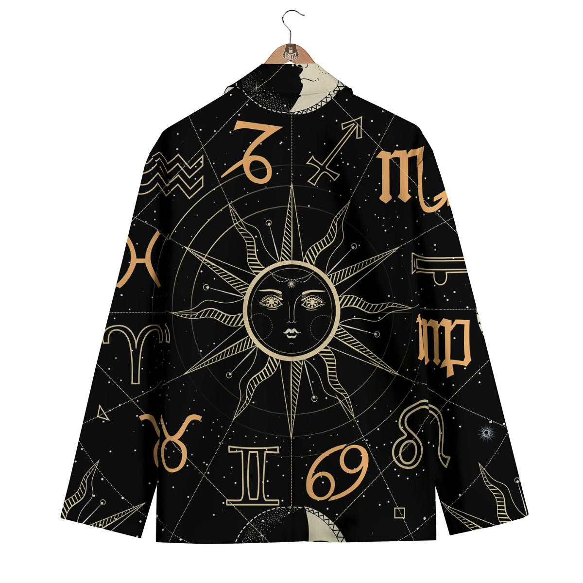 Moon And Vintage Sun Print Men's Blazer-grizzshop