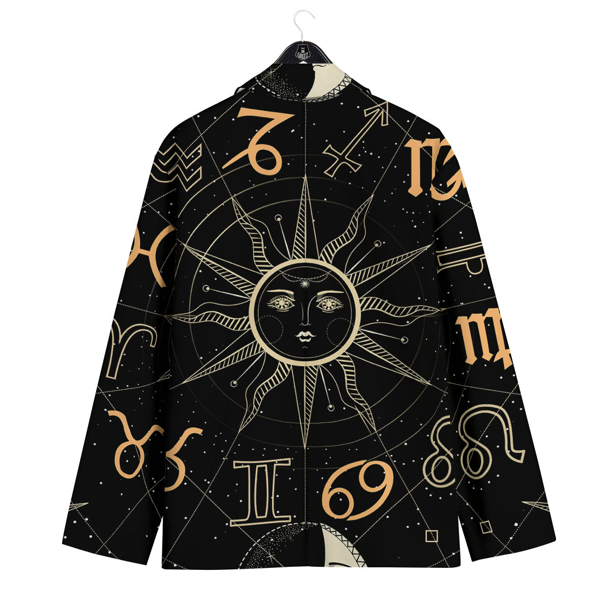 Moon And Vintage Sun Print Men's Sport Coat-grizzshop