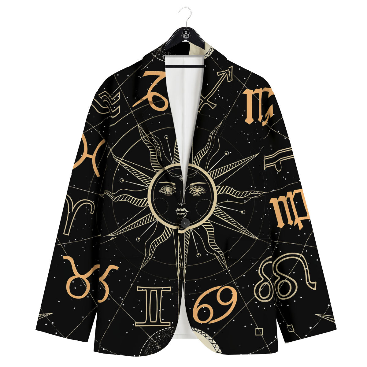 Moon And Vintage Sun Print Men's Sport Coat-grizzshop