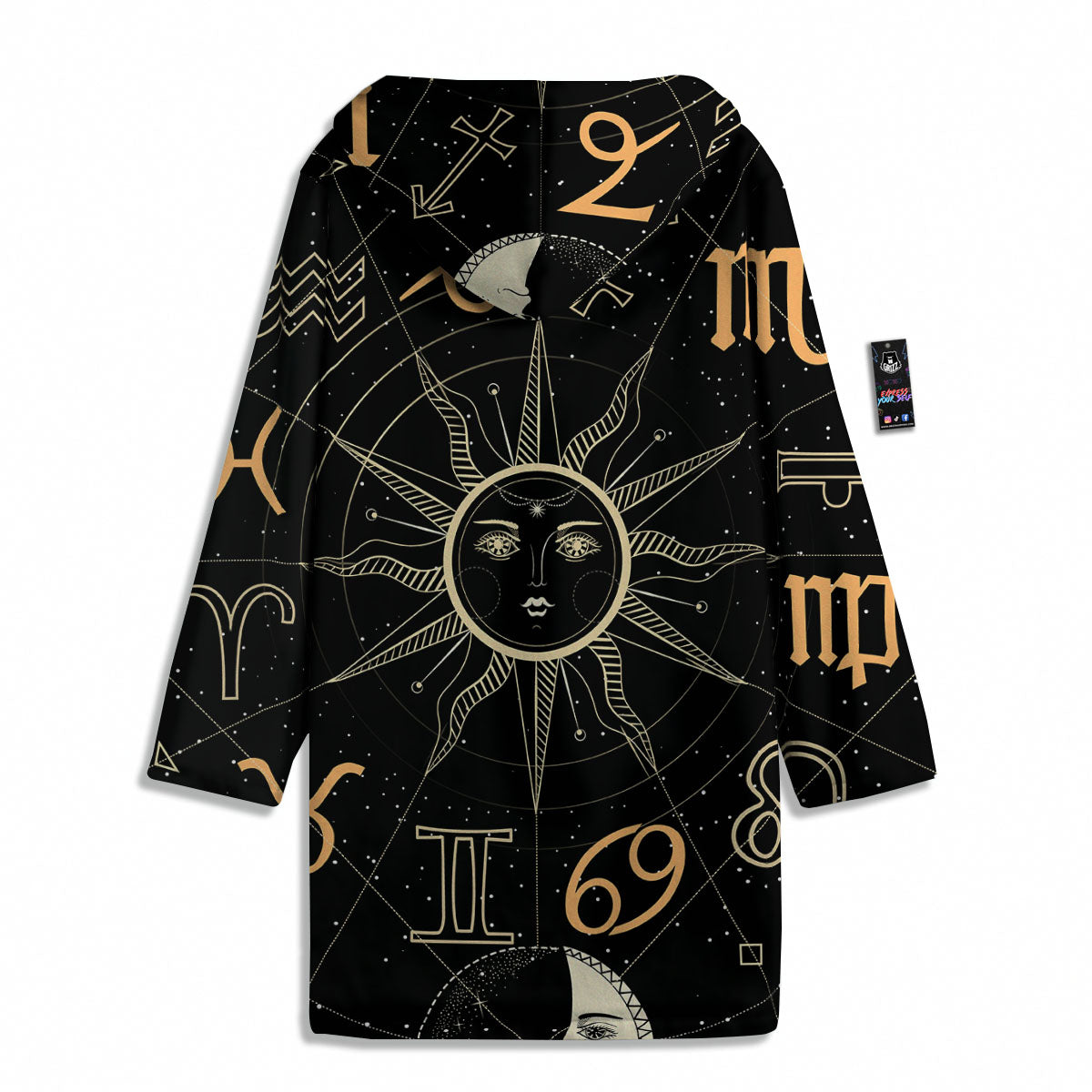 Moon And Vintage Sun Print Men's Windbreaker Jacket-grizzshop
