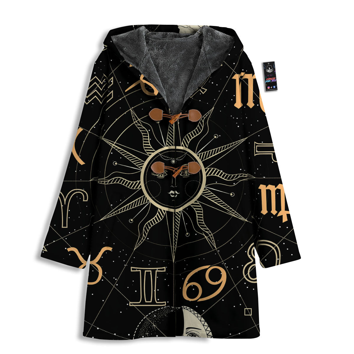 Moon And Vintage Sun Print Men's Windbreaker Jacket-grizzshop